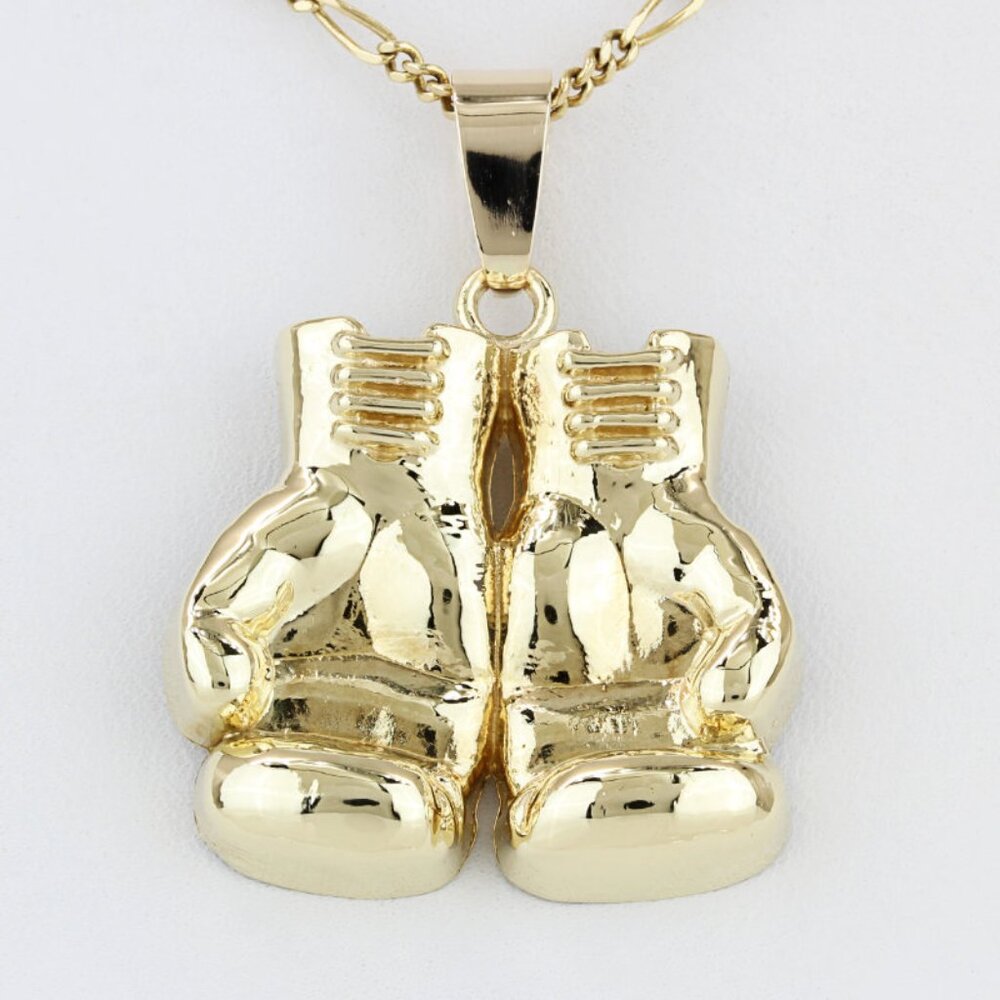 10K Yellow Gold Golden Gloves Hanging Boxing Gloves Pendant/Charm